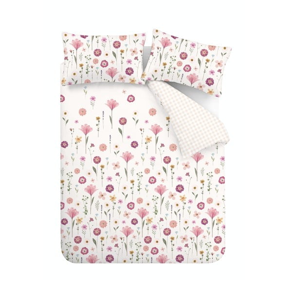 Bijelo-ružičasta posteljina Catherine Lansfield Wild Flowers, 200 x 200 cm