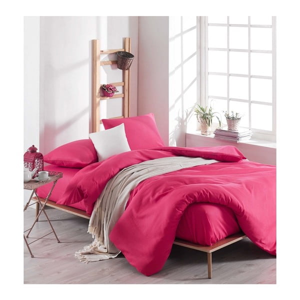 Ružičasta posteljina s krevetom za bračni krevet Rose, 200 x 220 cm
