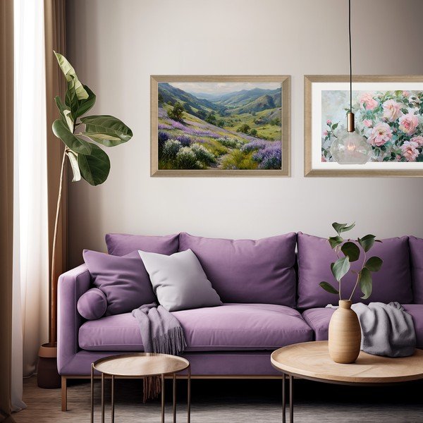 Tiskana slika s okvirom 75x56 cm Violet Hills – Styler-image-1
