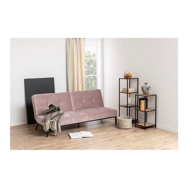 Crna/u prirodnoj boji biblioteka u dekoru hrasta 37x120 cm Seaford – Actona-image-3