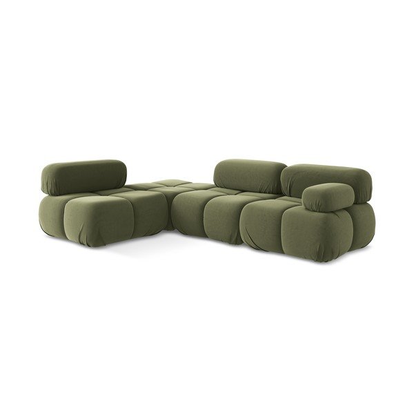 Svijetlo zelena baršunasti kutna garnitura (s lijevim kutom) Lokua – Makamii-image-3