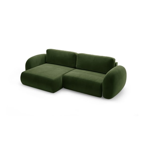 Zelena baršunasti sklopiva/s prostorom za odlaganje kutna garnitura Tonale – Cosmopolitan Design-image-2