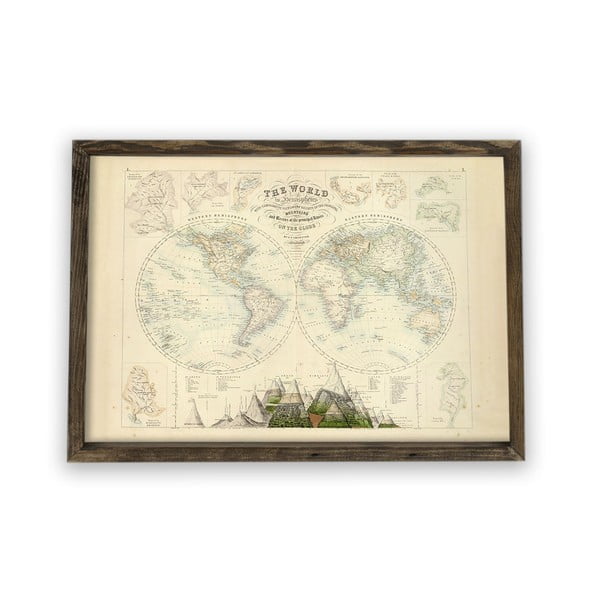 Slika u drvenom okviru Globe, 70 x 50 cm