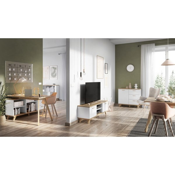 Radni stol s bijelim stolićem za skladištenje Germania Oslo-image-3