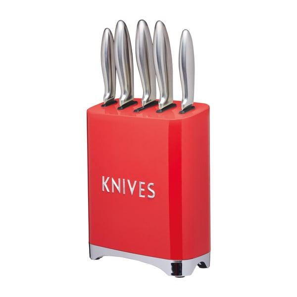 Set od 5 noževa sa crvenim postoljem Kitchen Craft Lovello