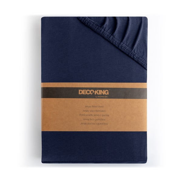 Tamno plava plahta s gumom od jeseya 220x200 cm Amber – Restilo-image-4