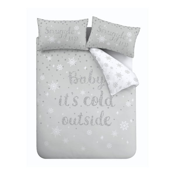 Bijela/svijetlo siva posteljina za bračni krevet/za produženi krevet 200x200 cm Baby It's Cold Outside – Catherine Lansfield