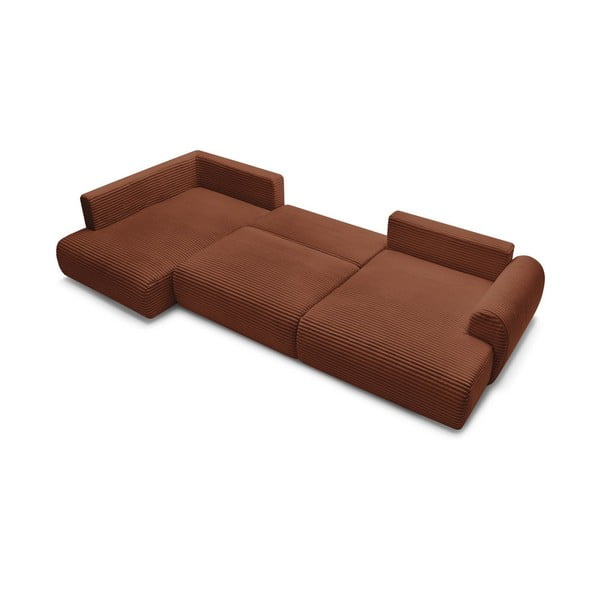 Ciglasta sklopiva/s prostorom za odlaganje kutna garnitura od samta (s lijevim kutom/u obliku slova "U") Lucien – Bobochic Paris-image-4