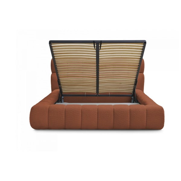 Narančasti tapecirani bračni krevet s prostorom za odlaganje s podnicom 180x200 cm Mont Blanc – Bobochic Paris-image-3