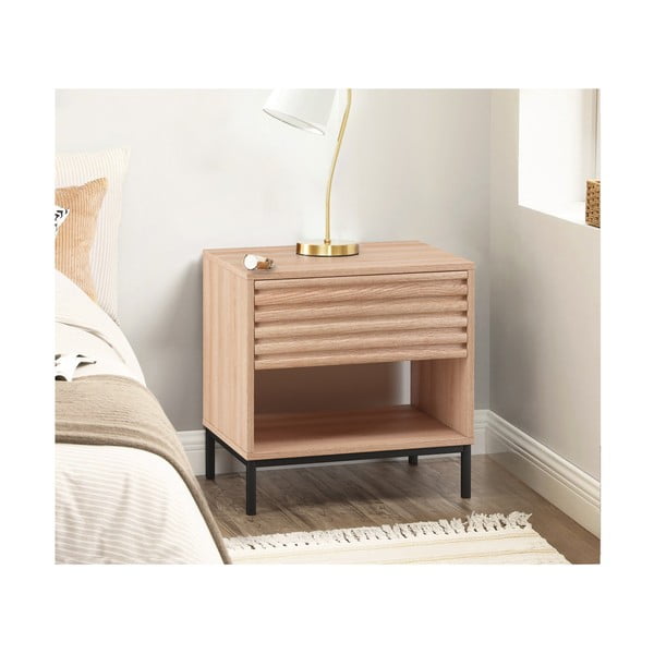 Noćni ormarić s pločom stola u dekoru hrasta u prirodnoj boji Celine – Støraa-image-1