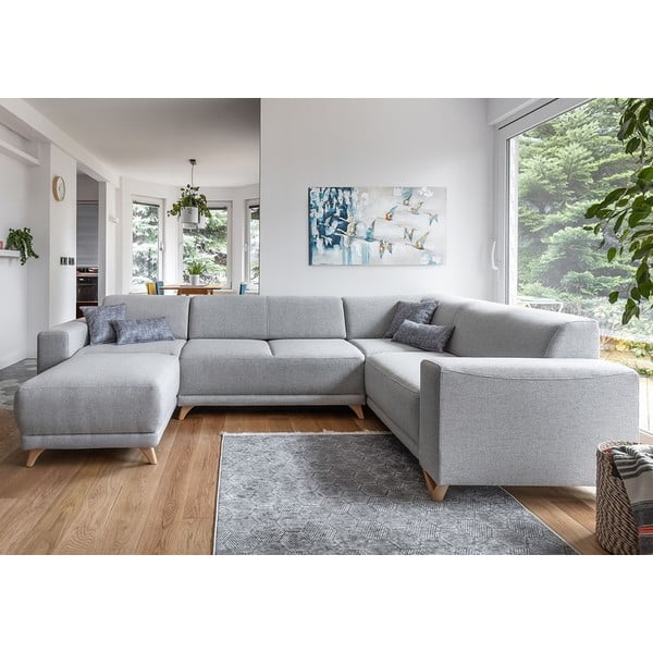 Svijetlo siva sklopiva/s prostorom za odlaganje kutna garnitura (s desnim kutom/u obliku slova "U") Classy Sophie – Miuform-image-1