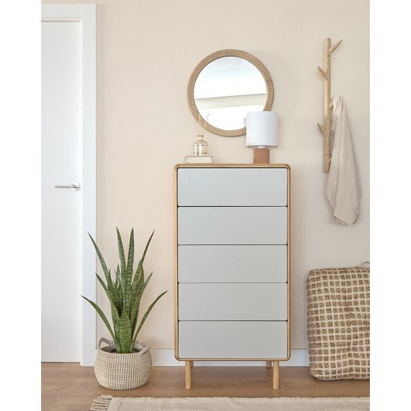 Siva/u prirodnoj boji komoda u dekoru jasena 60x117x42 cm Anielle – Kave Home-image-1