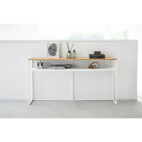 Bijeli/svjetlo smeđi pomoćni stol u dekoru jasena 20,5x126 cm Tower – YAMAZAKI-image-2