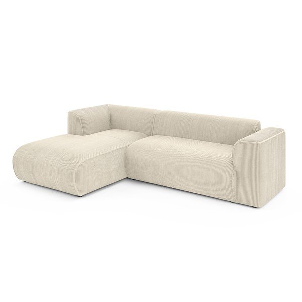 Bež kutna garnitura od samta (s lijevim kutom/s ležaljkom) Merid  – Ropez-image-2