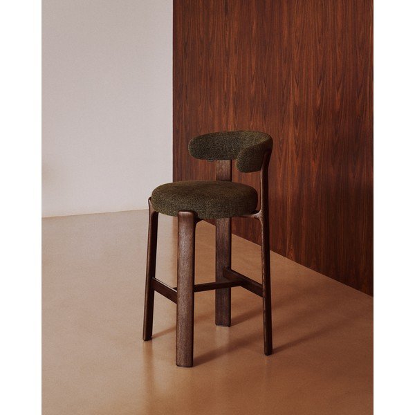 Zelena/u tamnoj prirodnoj boji barska stolica od čvrste jeseni (visine sjedala 75 cm) Granite – Kave Home-image-1