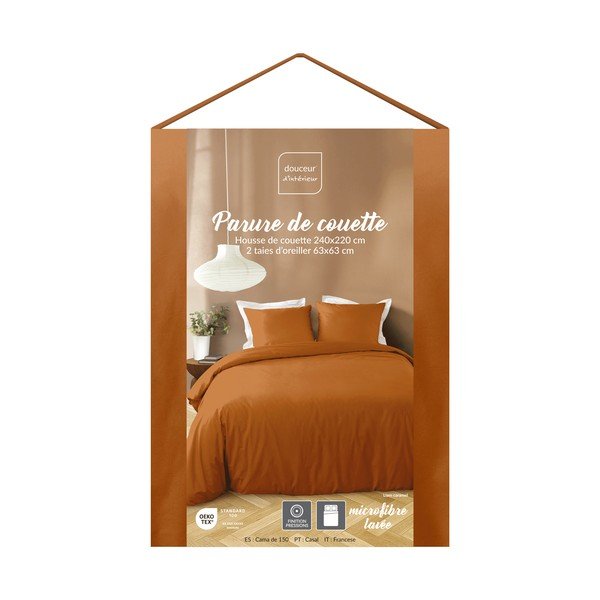 3-dijelna posteljina za bračni krevet/za produženi krevet od mikrovlakana boja terakote 240x220 cm Liam – douceur d'intérieur-image-1