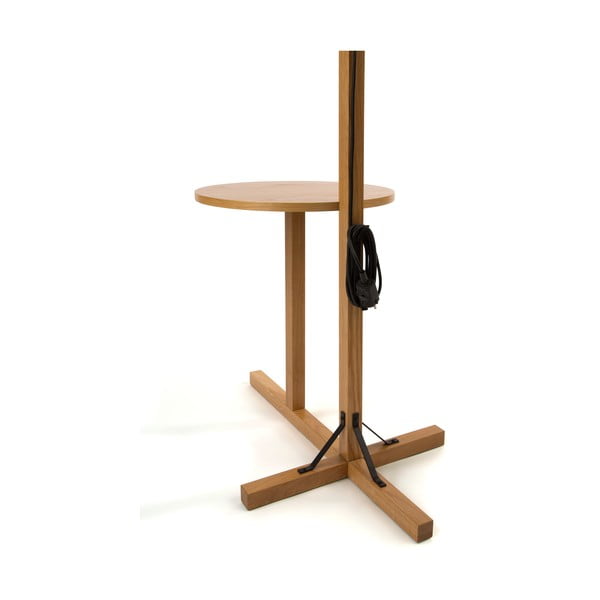 Bijela podna svjetiljka s drvenim okvirom Woodman Floor-image-4