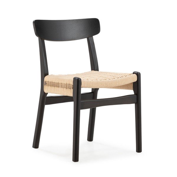 Crne blagovaonske stolice u setu 2 kom od masivnog kaučuka Biel – MOME