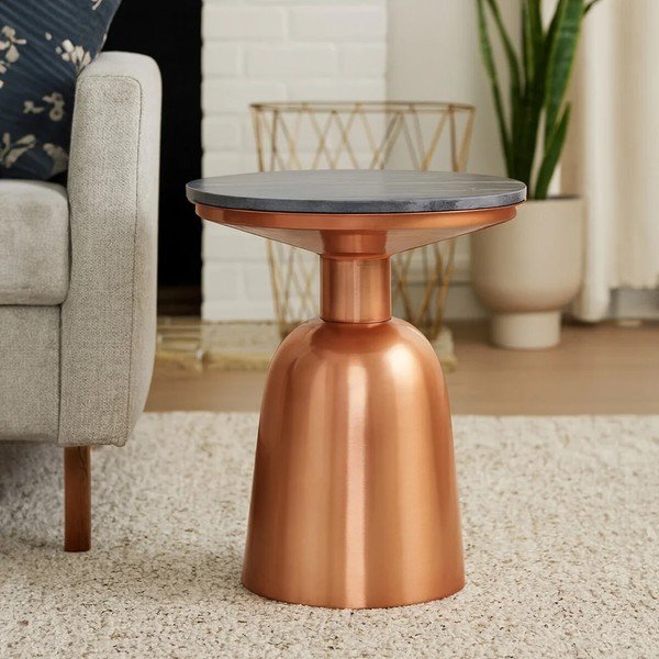 Okrugao pomoćni stol s mramornom pločom ø 48 cm Amira – Premier Housewares-image-2
