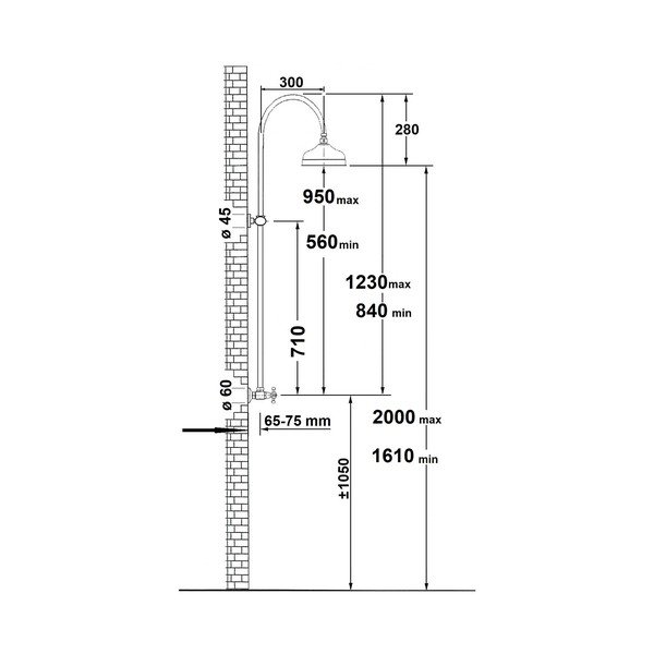Mjedeni set za tuš kabinu u sjajno srebrnoj boji s glavom za tuš 123 cm Antea – Sapho-image-1