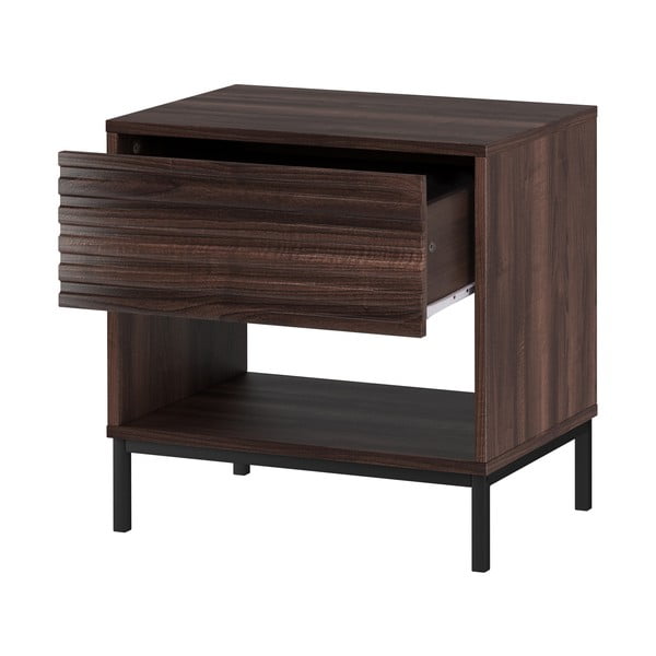 Tamno smeđi noćni ormarić s pločom stola u dekoru oraha Celine – Støraa-image-3