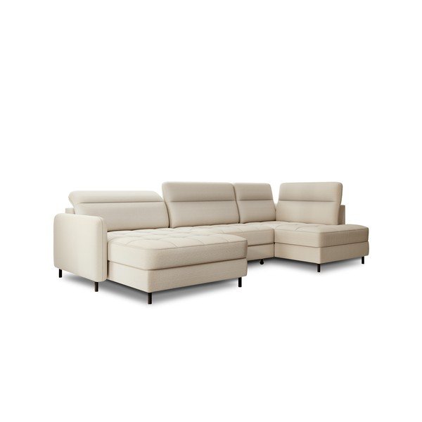 Bež baršunasti sklopiva/s prostorom za odlaganje kutna garnitura (s desnim kutom/u obliku slova "U") Berrto – ELTAP-image-2