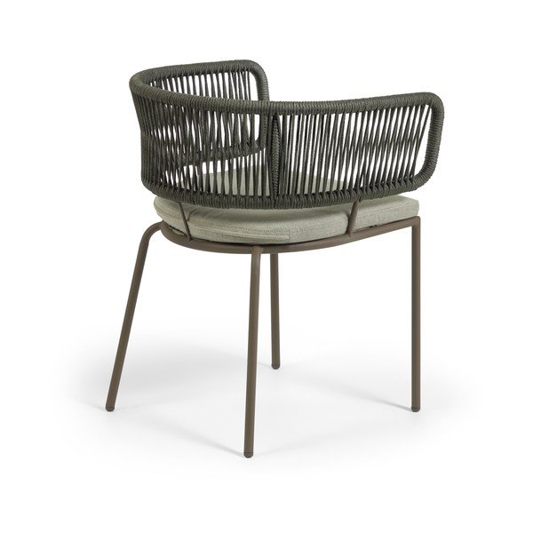 Vrtna stolica sa čeličnom konstrukcijom i zelenom špagom Kave Home Nadin-image-3