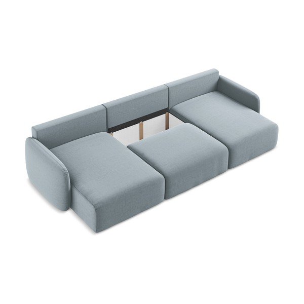 Plava baršunasti sklopiva/s prostorom za odlaganje kutna garnitura (u obliku slova "U") Kalena – Makamii-image-4