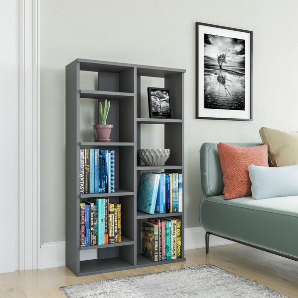 Antracit polica za knjige 72x124 cm Keota - Kalune Design-image-2