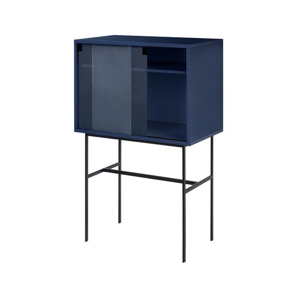 Tamno plava vitrina s kliznim vratima 70x109x40 cm Lekko – noo.ma