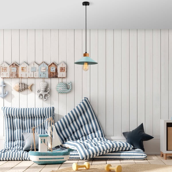 Tirkizna/u prirodnoj boji viseća svjetiljka s metalnim sjenilom ø 24 cm Manavgat – Opviq lights-image-1