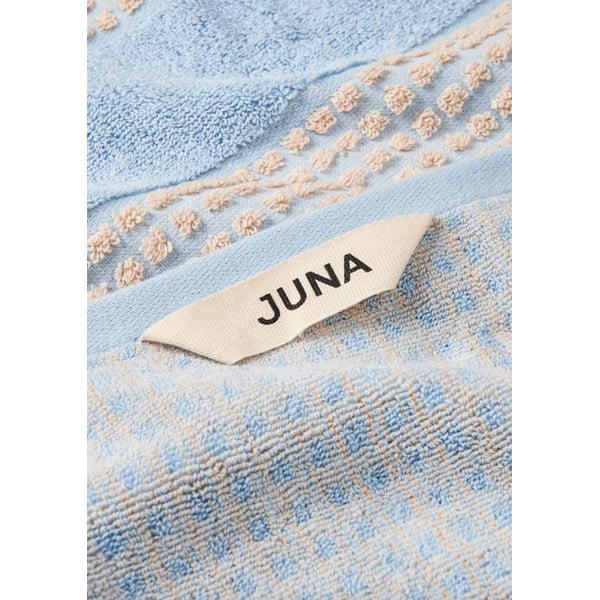 Svijetlo plavo-bež ručnik od organskog pamuka 50x100 cm Check – JUNA-image-1