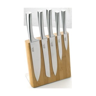 Set od 5 noževa od nehrđajućeg čelika s magnetnim blokom od bambusa Jean Dubost Meteor Bamboo