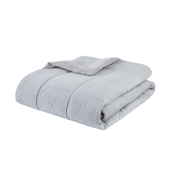 Svijetlo sivi prošiven prekrivač od mikropliša za bračni krevet 200x220 cm Cosy Cord – Catherine Lansfield