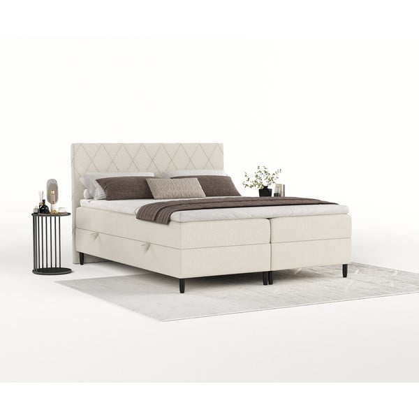 Bež boxspring krevet s prostorom za pohranu 160x200 cm Gwen – Maison de Rêve-image-1