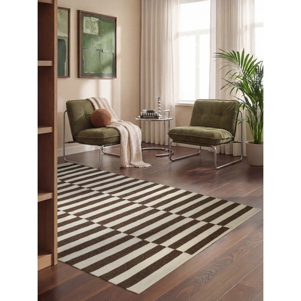 Bijeli/smeđi obostrani/ručno rađen vunen tepih 160x230 cm Vika – Hanse Home-image-1
