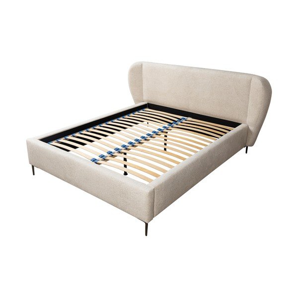 Bež tapecirani bračni krevet s podnicom 160x200 cm Makana – Makamii-image-1