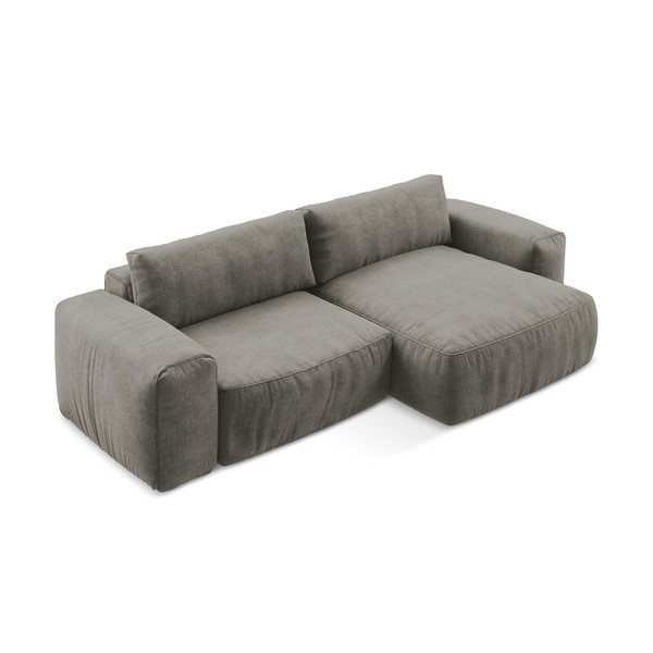 Siva sklopiva kutna garnitura od šenila (s desnim kutom/s ležaljkom) Kuki – Makamii-image-3