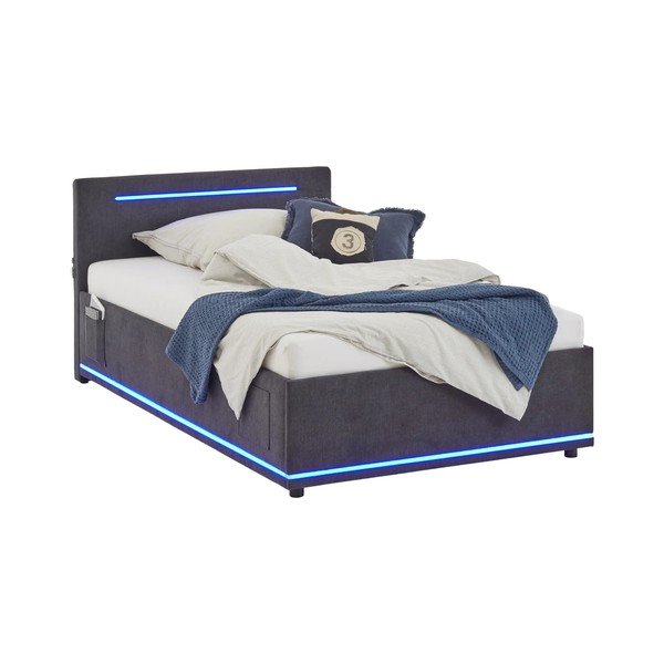 Tamno sivi podstavljeni dječji krevet s prostorom za pohranu s podnicom 120x200 cm Circle – Meise Möbel-image-4