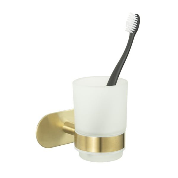 Staklena samoljepljiva čaša za četkice za zube u zlatnoj boji Orea Gold – Wenko-image-2