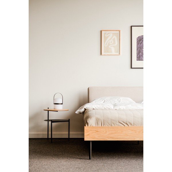 Tapecirani/od iverice bračni krevet u dekoru hrasta s podnicom 160x200 cm u prirodnoj boji Streiko – noo.ma-image-2