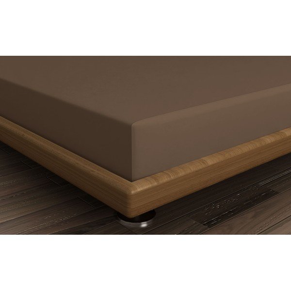 Smeđa pamučna plahta s gumom 140x200 cm – Mijolnir-image-1