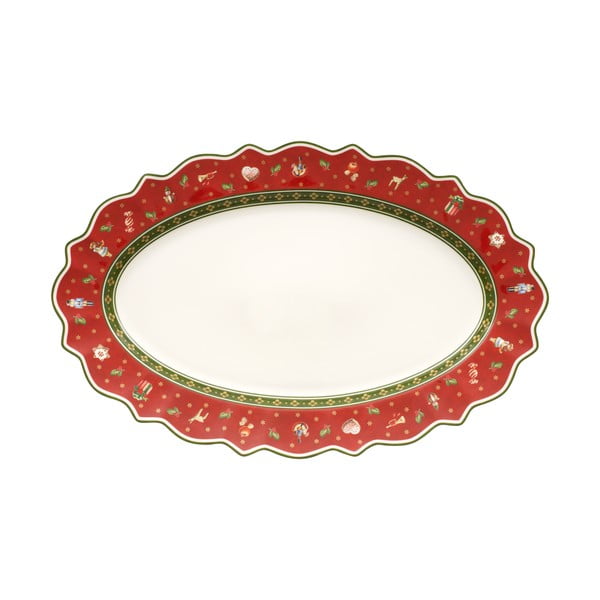 Tanjur za posluživanje od crvenog porculana s božićnim motivom Villeroy & Boch, 50 x 31,5 cm