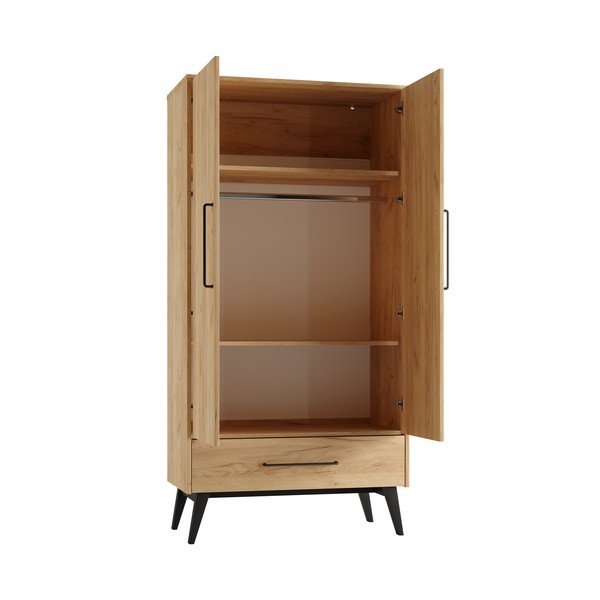 Dječja garderoba u dekoru bukve u prirodnoj boji 100x200 cm Retro – Pinio-image-3