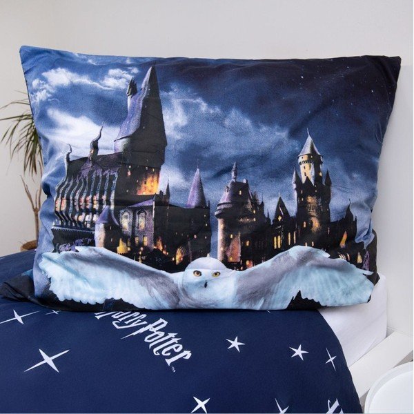 Tamno plava/siva dječja posteljina za krevet za jednu osobu od mikrovlakana 140x200 cm Harry Potter "Hogwarts Night" – Jerry Fabrics-image-3
