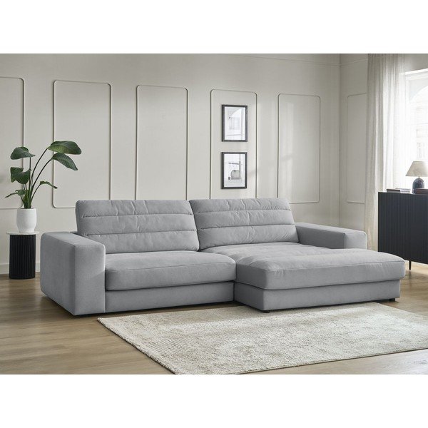 Svijetlo siva baršunasti kutna garnitura (s desnim kutom/s ležaljkom) Sierra – Bobochic Paris-image-1