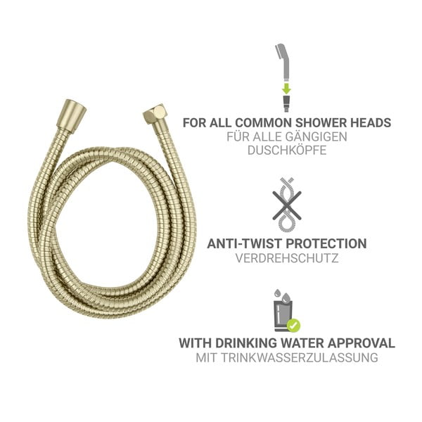 Crijevo za tuširanje od nehrđajućeg čelika mat zlatno 150 cm Brass – Wenko-image-3