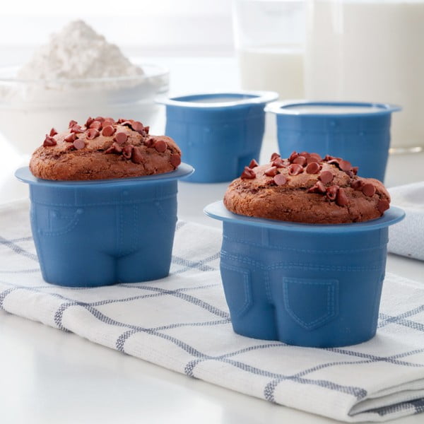 Set od 4 plava silikonska kalupa za muffine u obliku InnovaGoods hlača