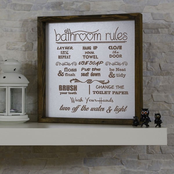 Ukrasni znak 34x34 cm Bathroom Rules – Evila Originals-image-1