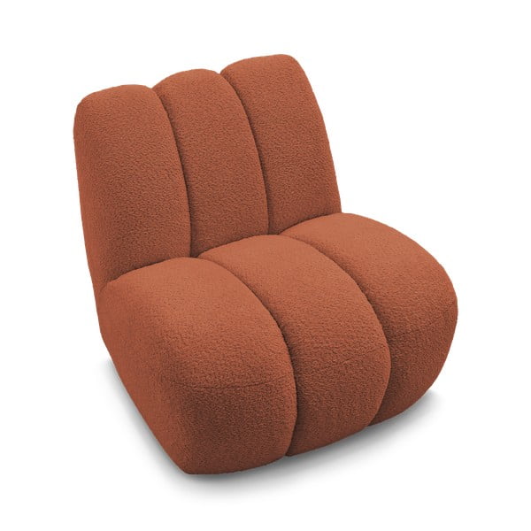 Ciglasta fotelja od bouclé tkanine Janissaire – Bobochic Paris-image-4